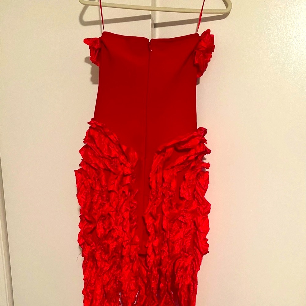 Red Ruffle Mini Dress - Picture 4 of 4